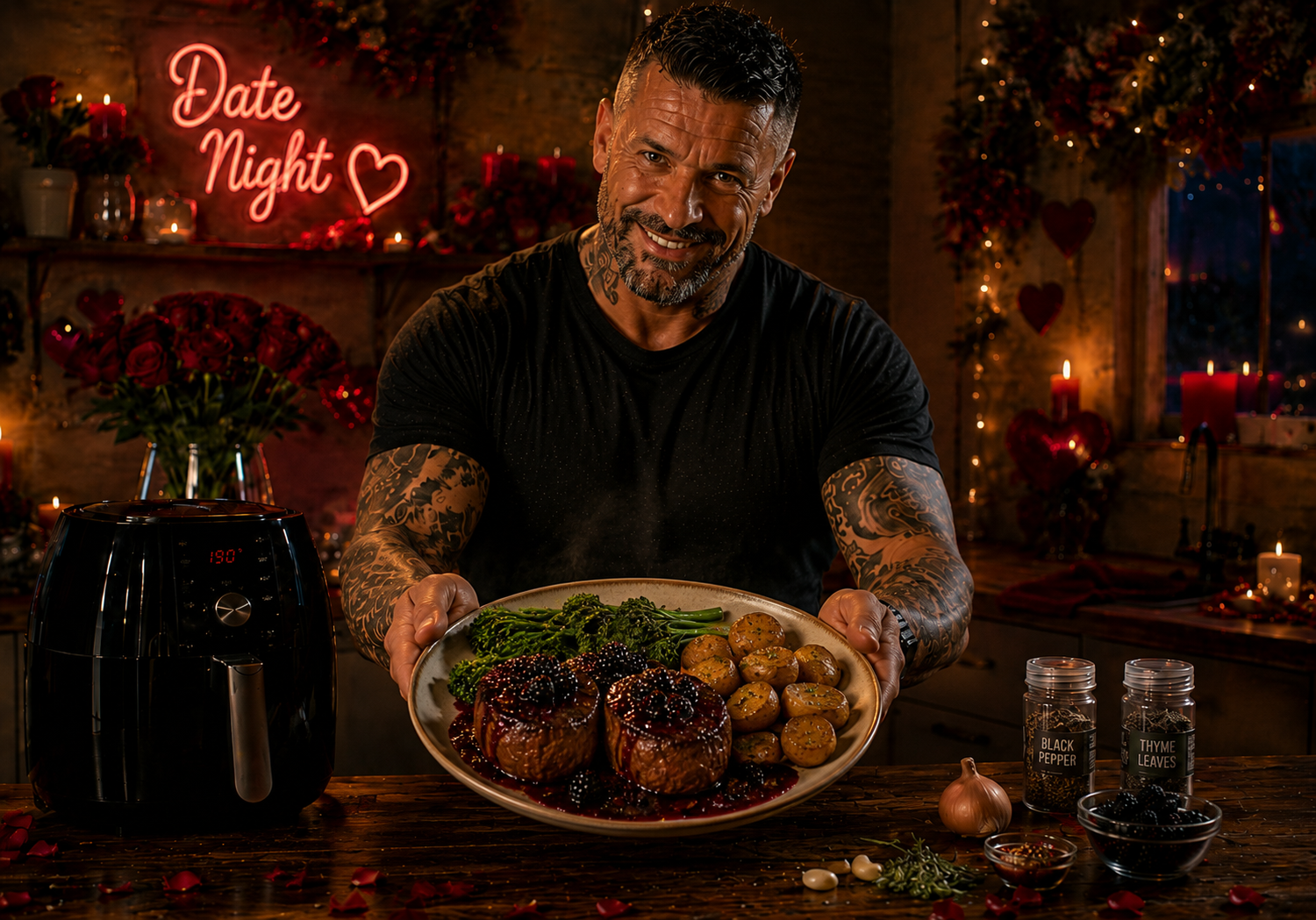 Air-Fryer Herb-Crusted Venison Medallions with Blackberry Red Wine Sauce