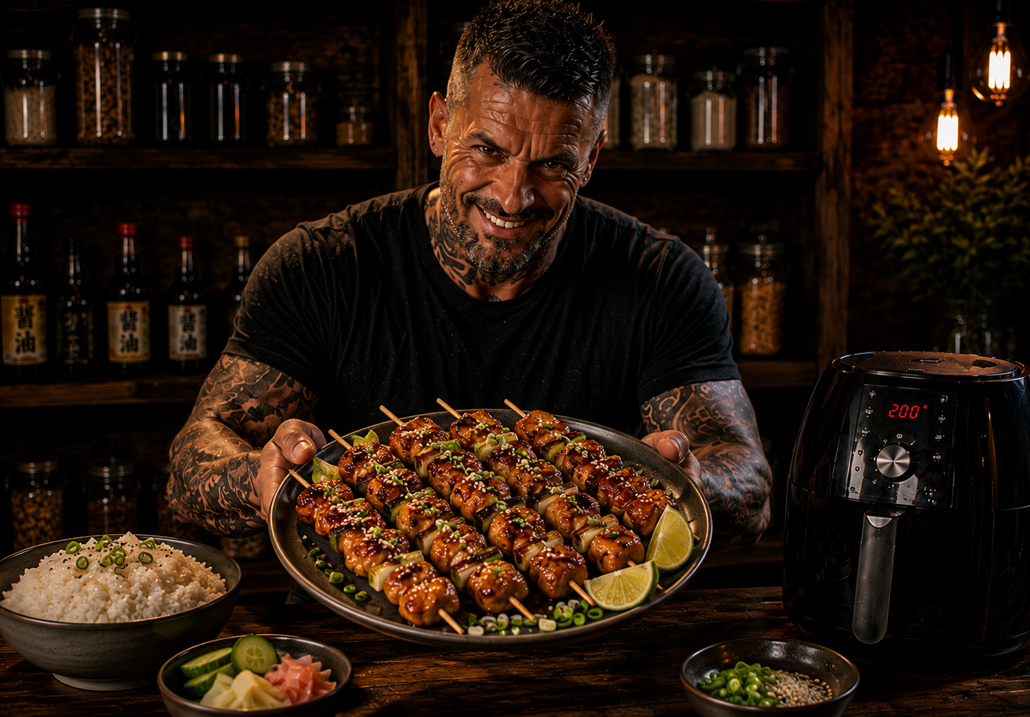 Air-Fryer Japanese Yakitori Chicken Skewers