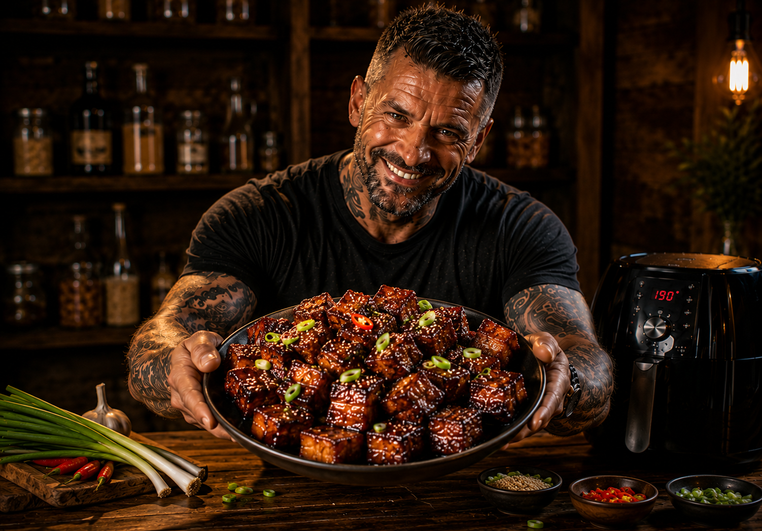 Air-Fryer Korean-Style Sticky Pork Belly Bites