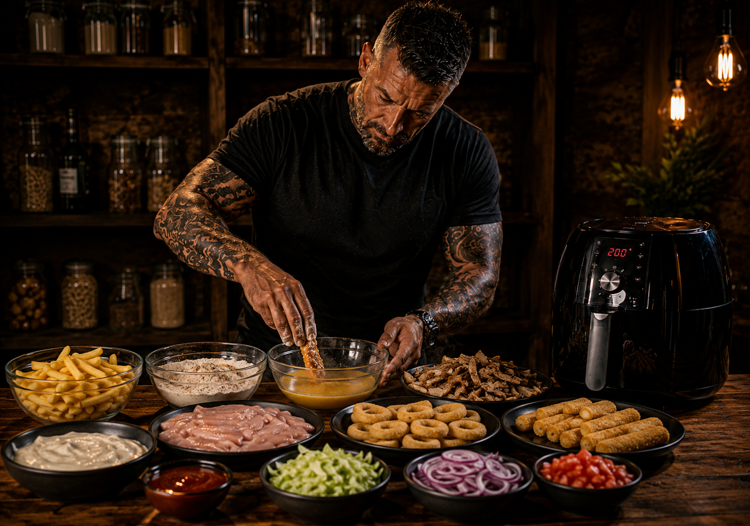 Air-Fryer Late-night Mixed Munch Box preparation stage