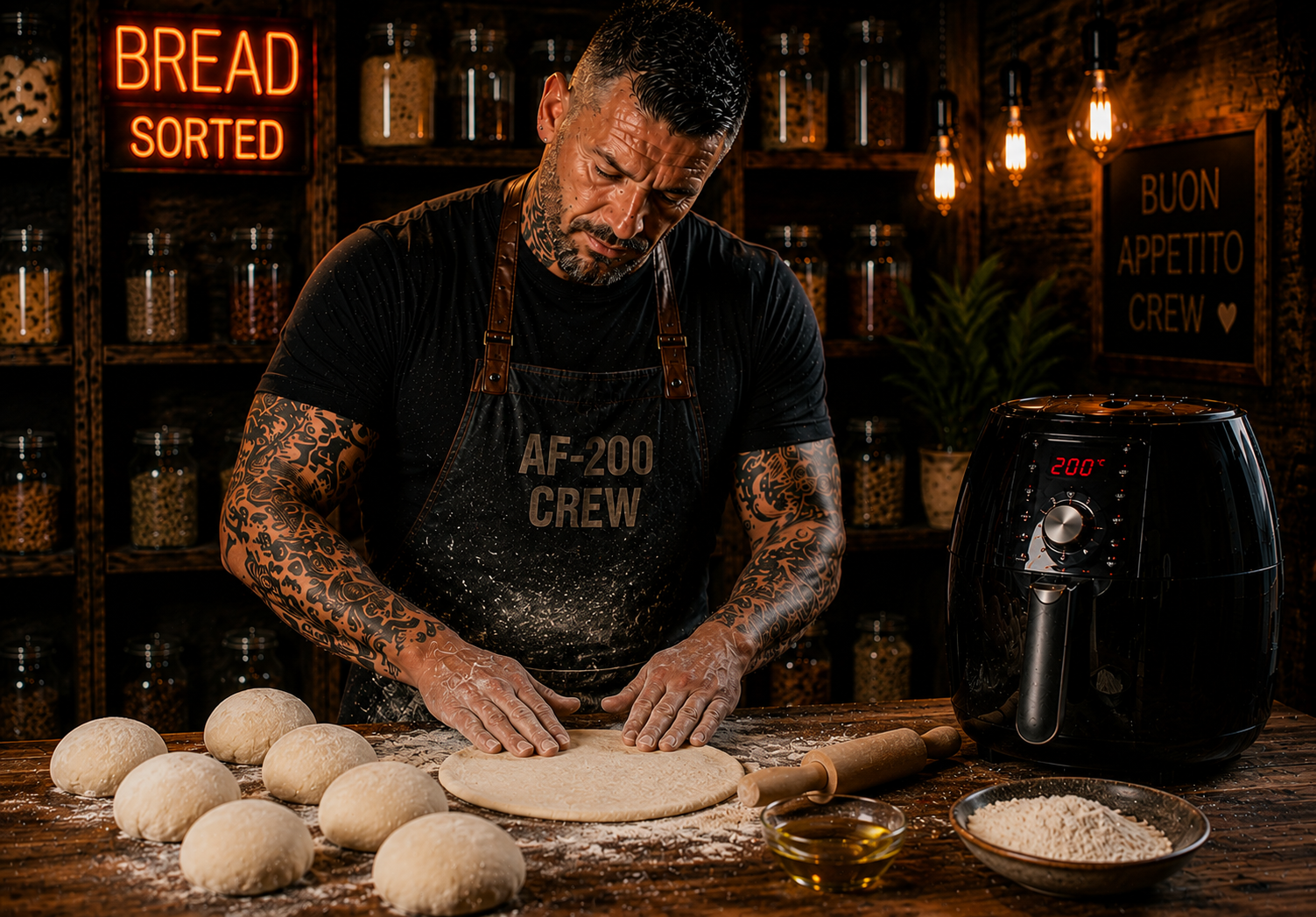 Air-Fryer Lebanese Khubz Flatbreads preparation stage