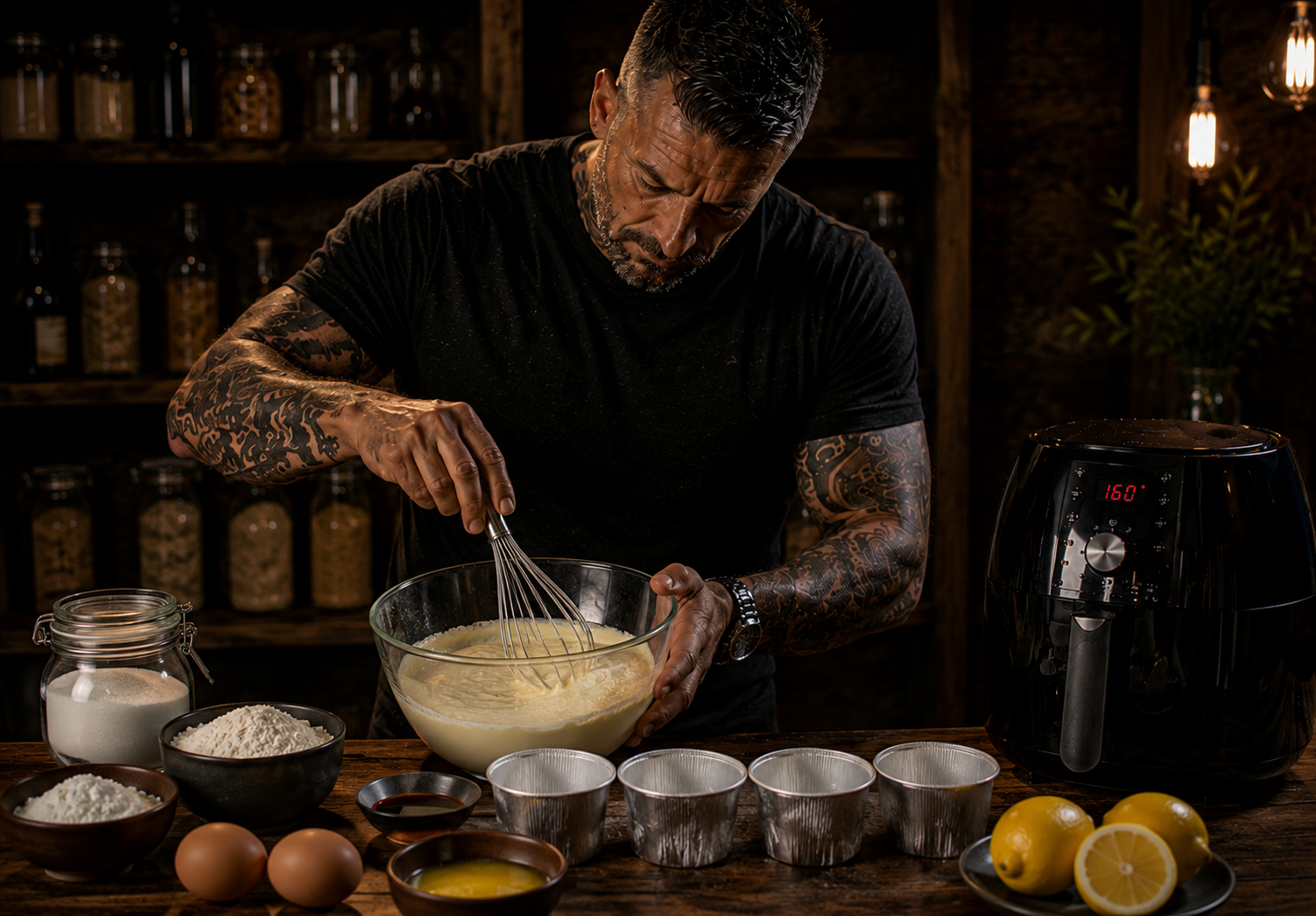 Air-Fryer Lemon Ricotta Cake Pots preparation stage