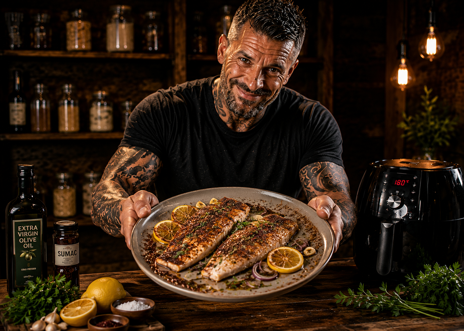 Air-Fryer Turkish Lemon Sumac Sea Bass