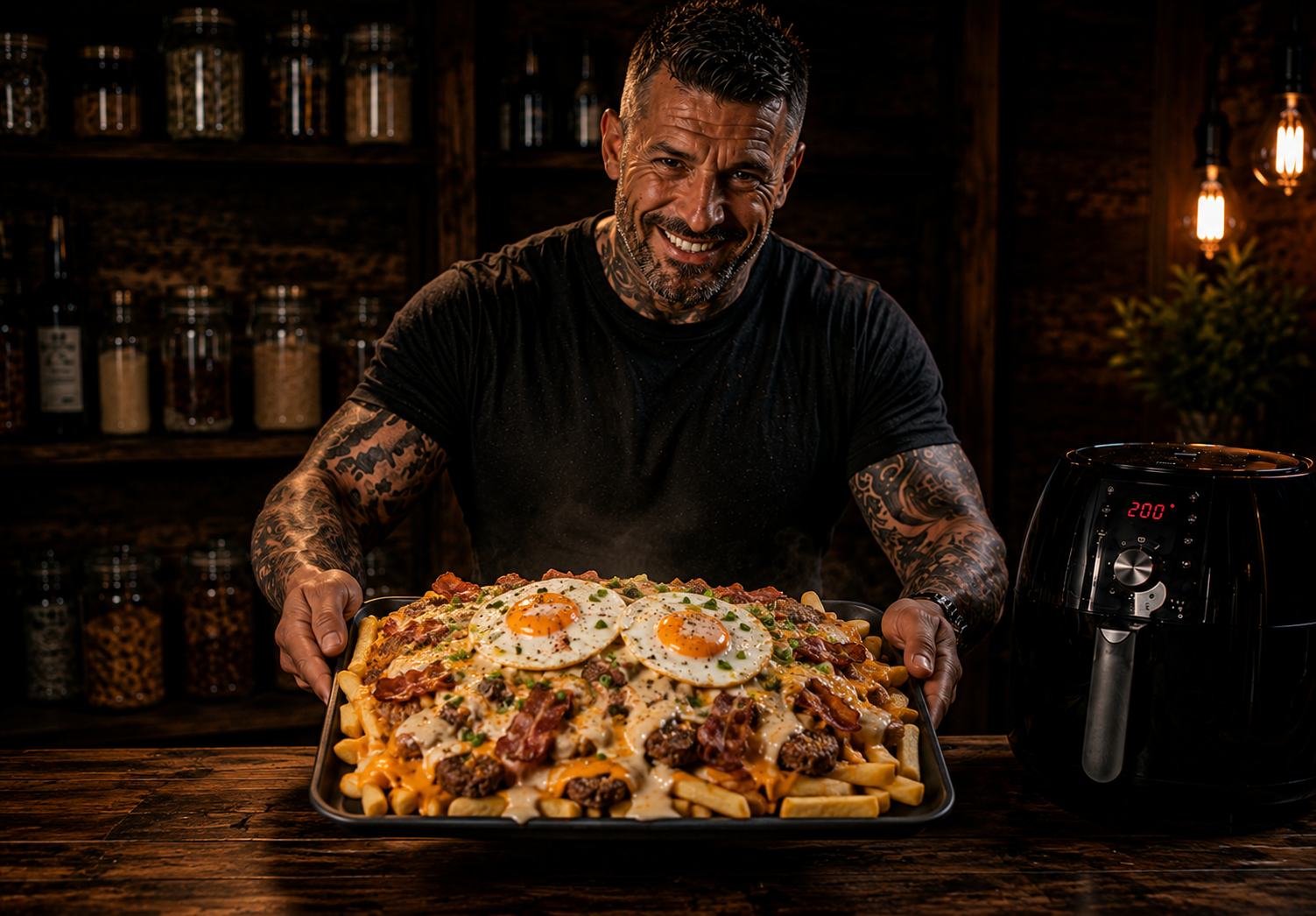 Air-Fryer Loaded Breakfast Burger Fries