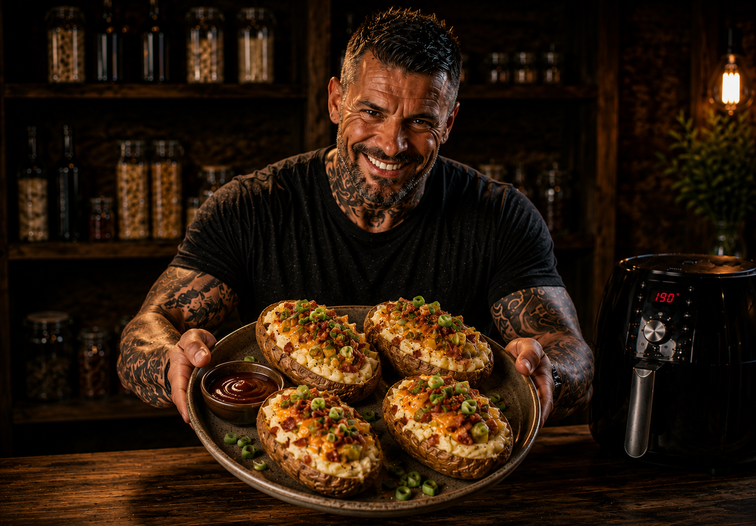 Air Fryer Loaded Smokehouse Potato Salad Boats