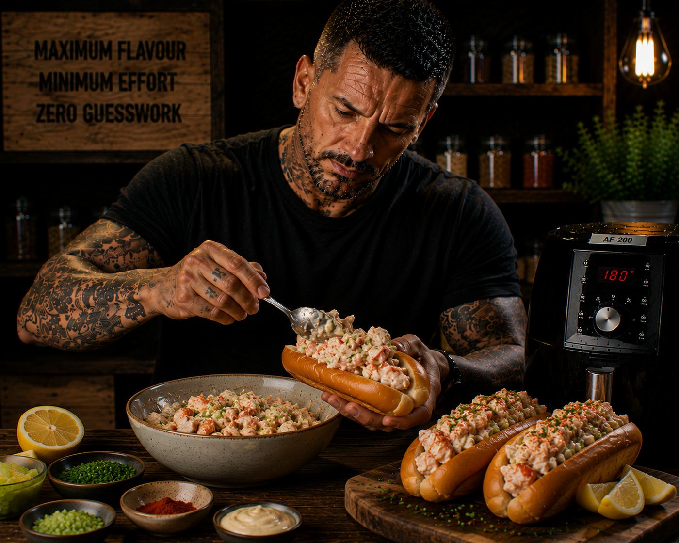 Air-Fryer Lobster Roll Style Subs preparation stage