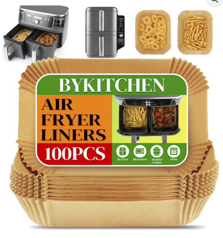 Disposable air fryer paper liners for Ninja-style drawers