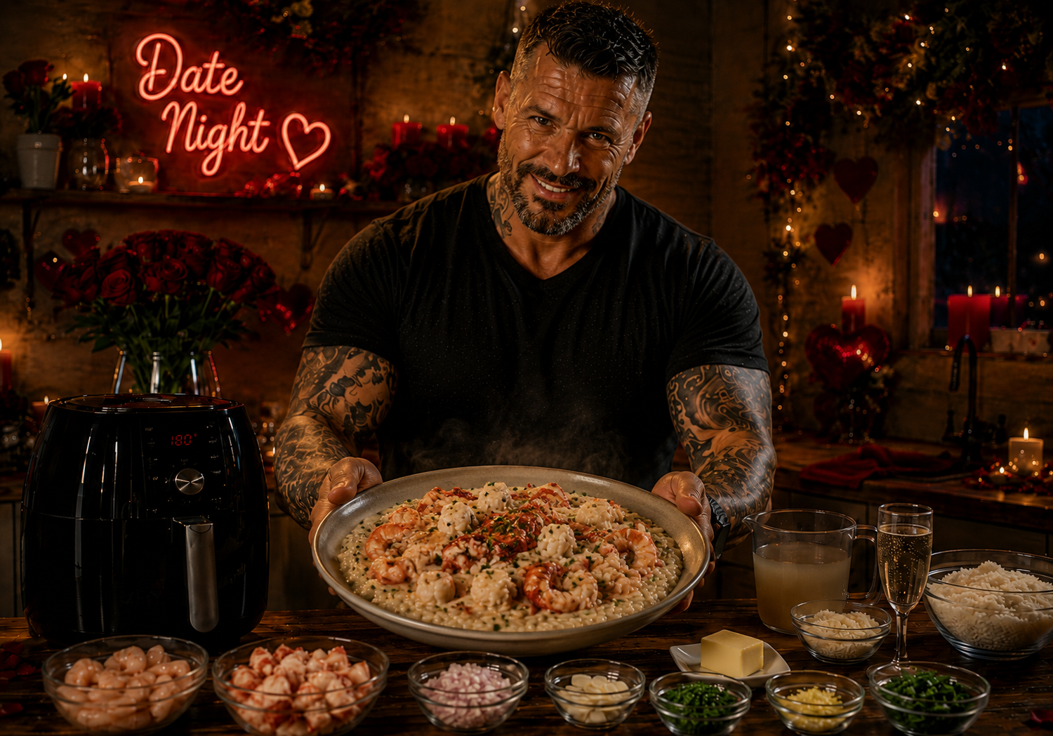 Air-Fryer Lobster & King Prawn Champagne Risotto