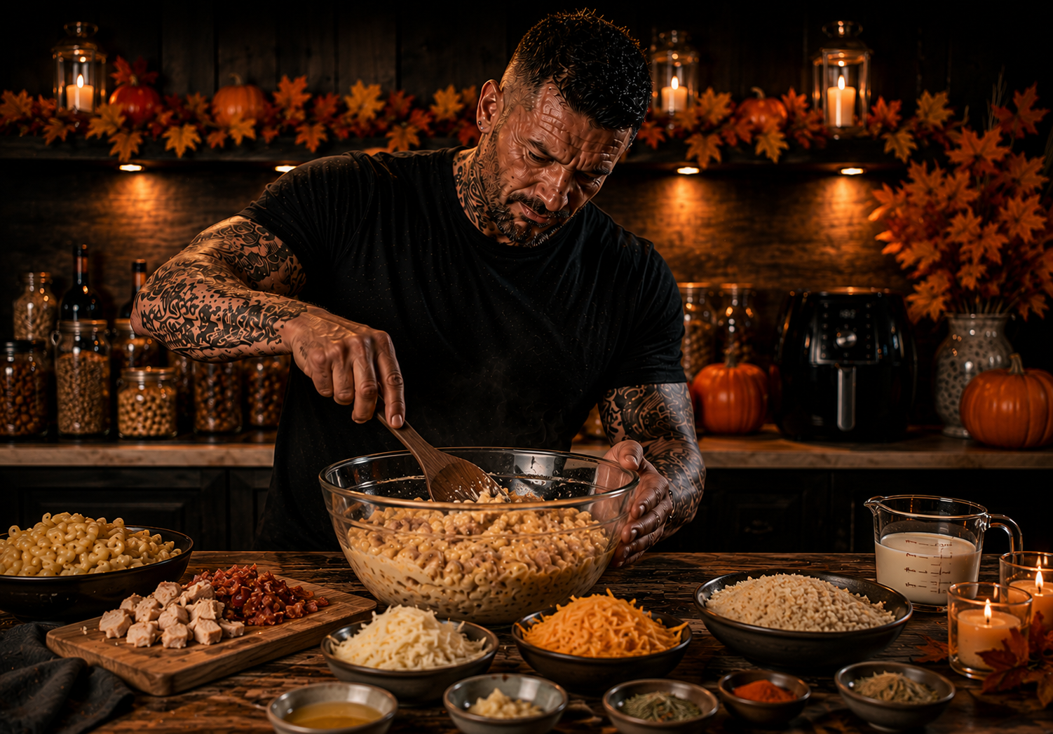 AIR-FRYER MAC & CHEESE THANKSGIVING POTS preparation stage
