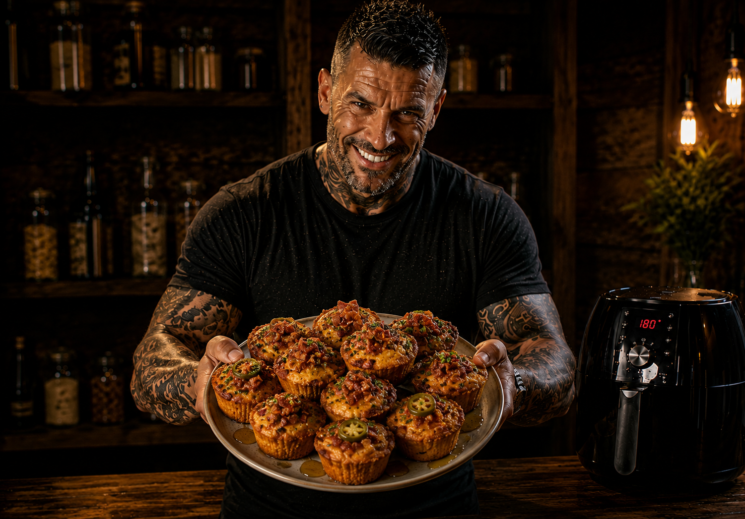 Air Fryer Maple Bacon Cornbread Muffin Bites