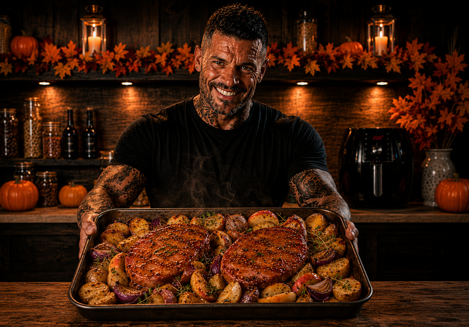 AIR-FRYER MAPLE MUSTARD HAM STEAK TRAYS