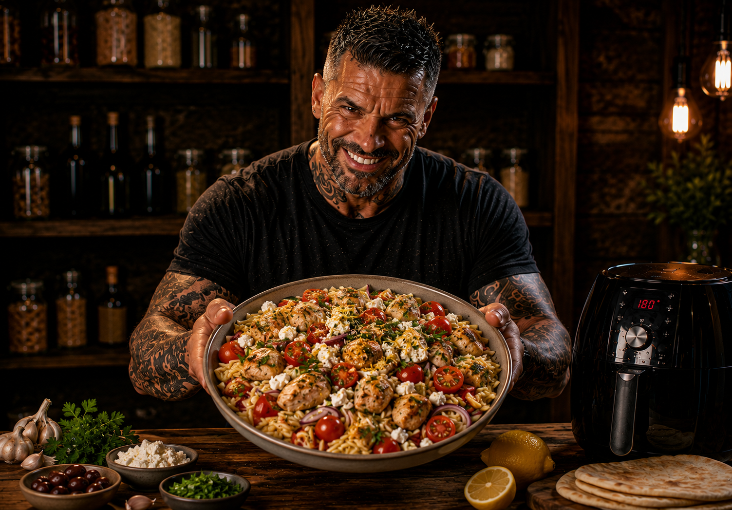 Air-Fryer Mediterranean Chicken Orzo Pots