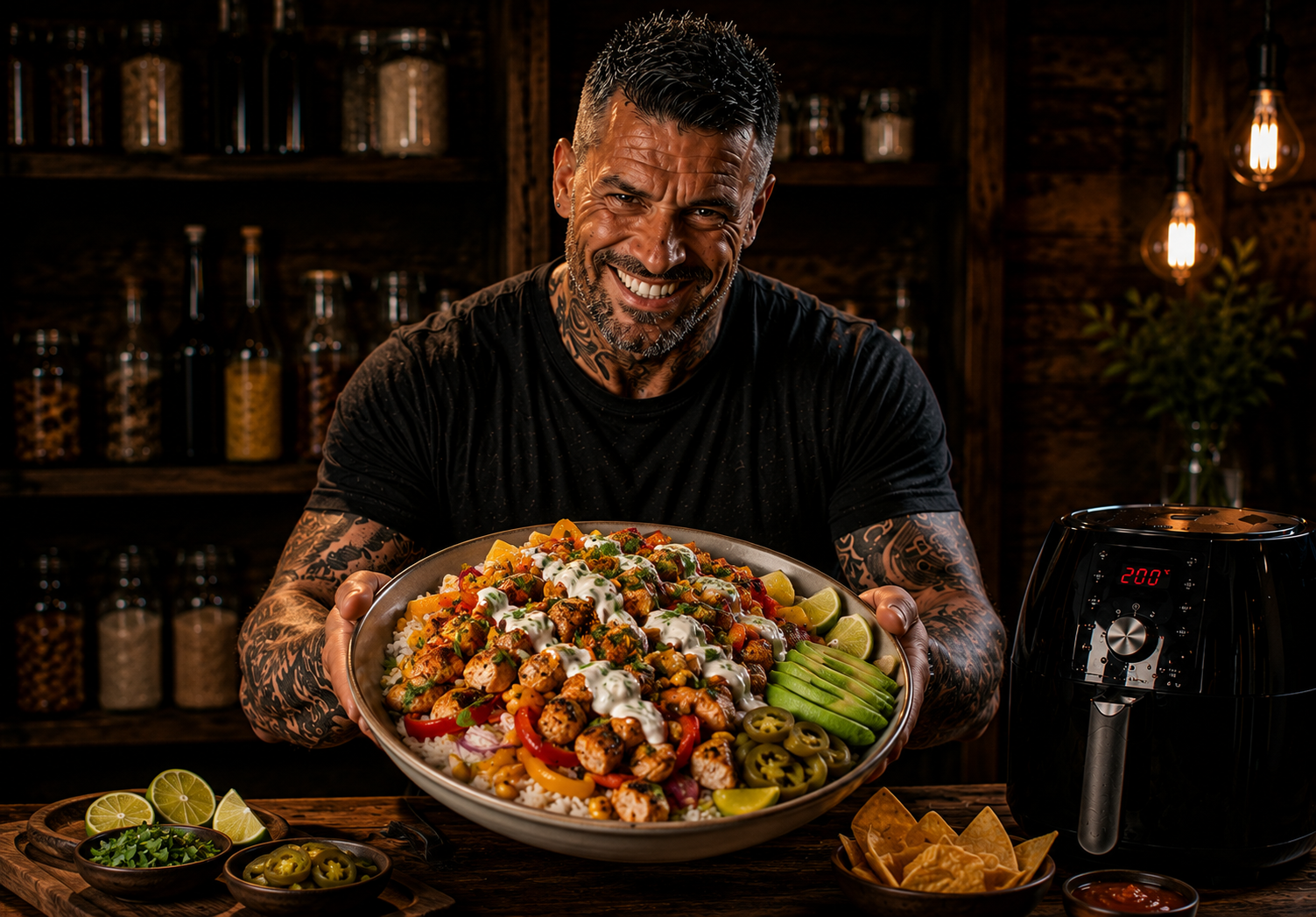Air-Fryer Mexican Street Chicken Rice Bowls