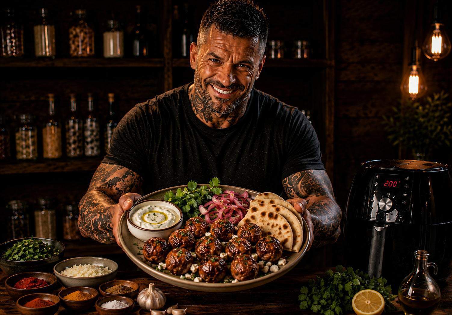 Air-Fryer Moroccan Harissa Lamb Meatball Trays