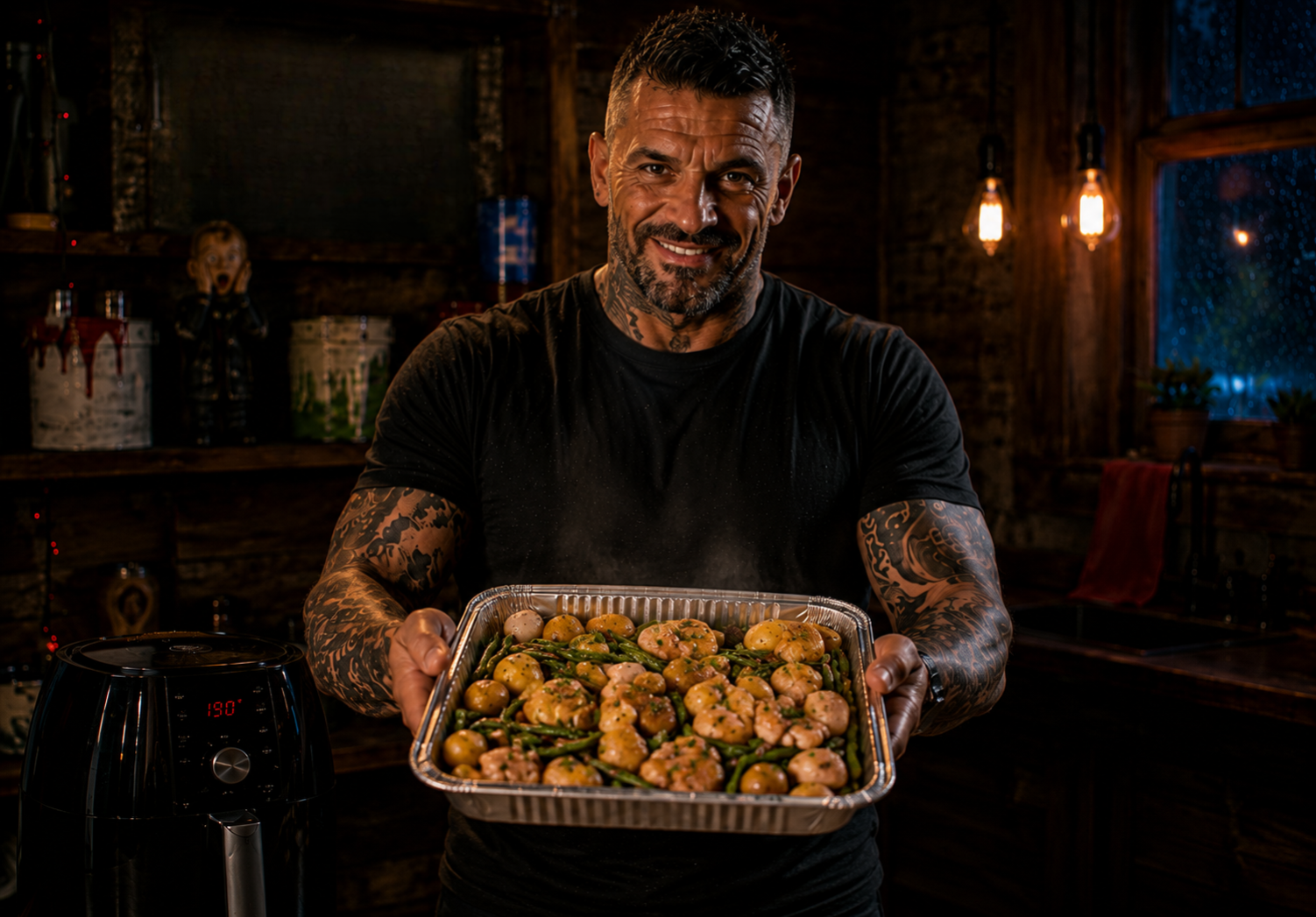 Air-Fryer One-Pan Garlic Butter Chicken & Potatoes
