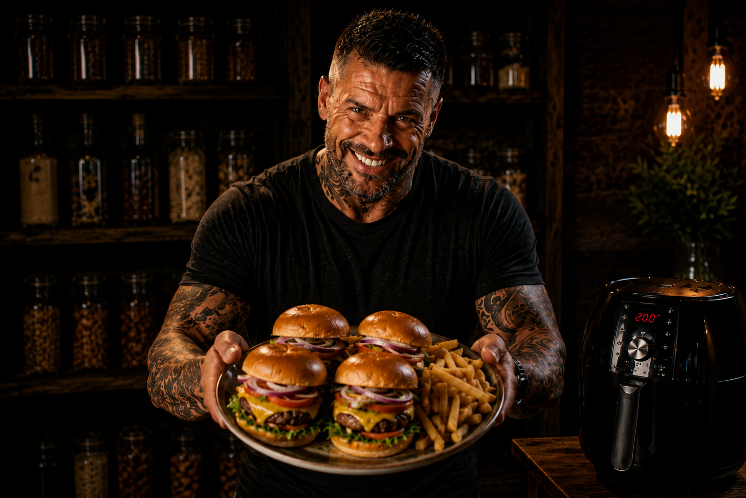 Air-Fryer Sticky Garlic Parmesan Chicken Burger Stacks