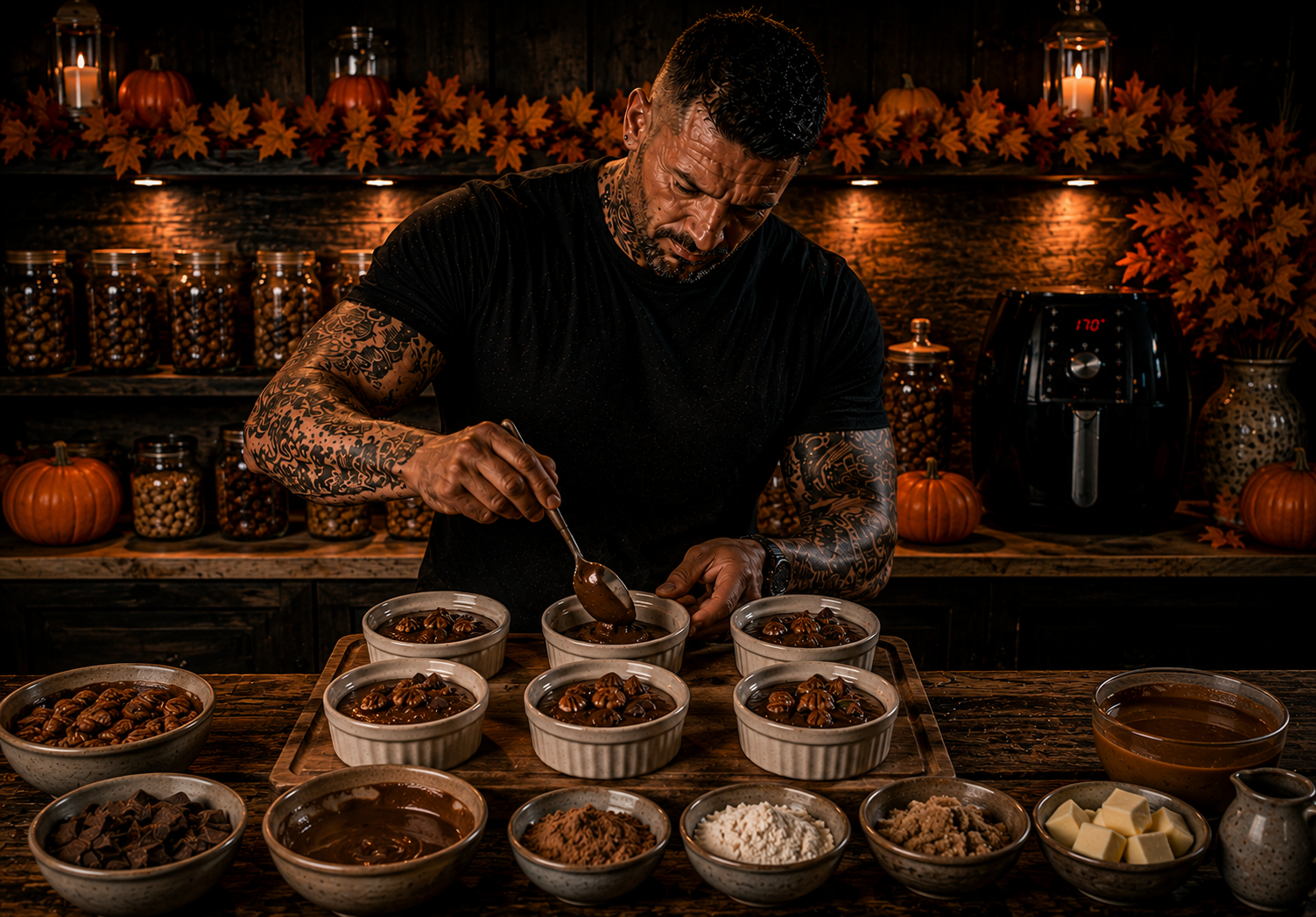 AIR-FRYER PECAN BROWNIE SKILLET POTS preparation stage