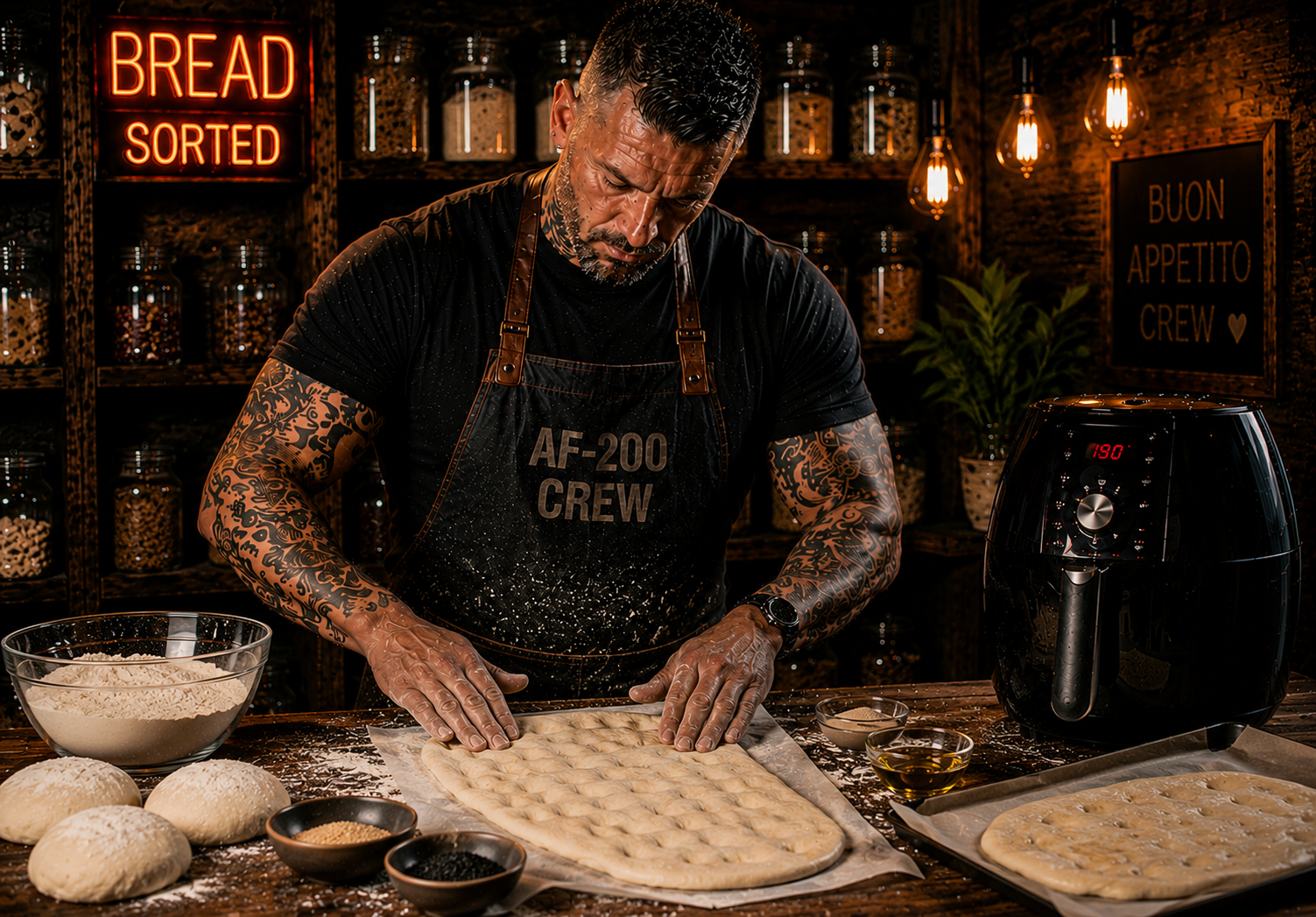 Air-Fryer Persian Sangak-Style Flatbread preparation stage