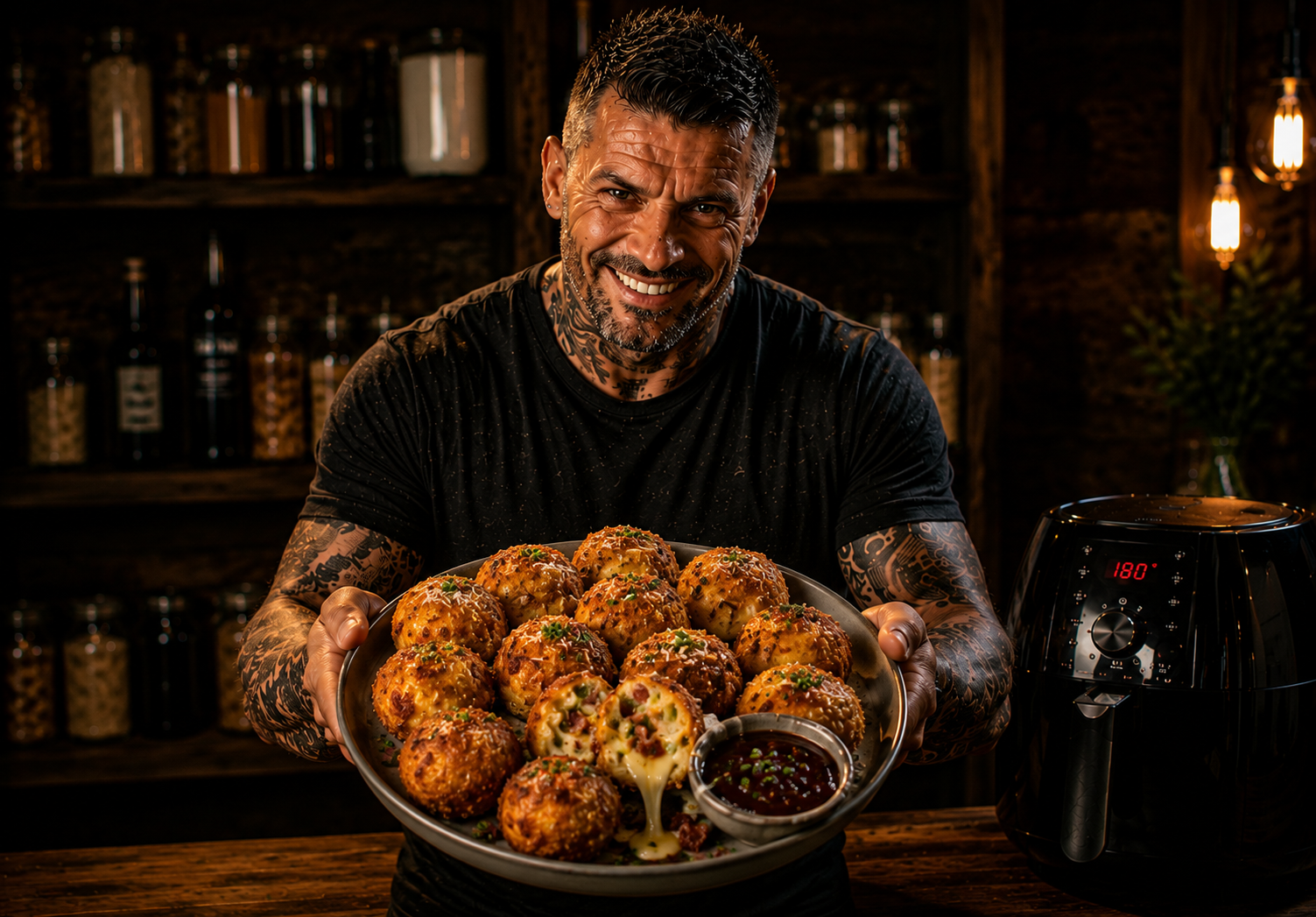 Air Fryer Pitmaster Cheese Stuffed Cornbread Balls