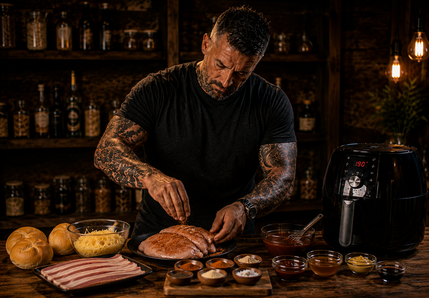 Air Fryer Pitmaster Chicken Bacon Melts preparation stage
