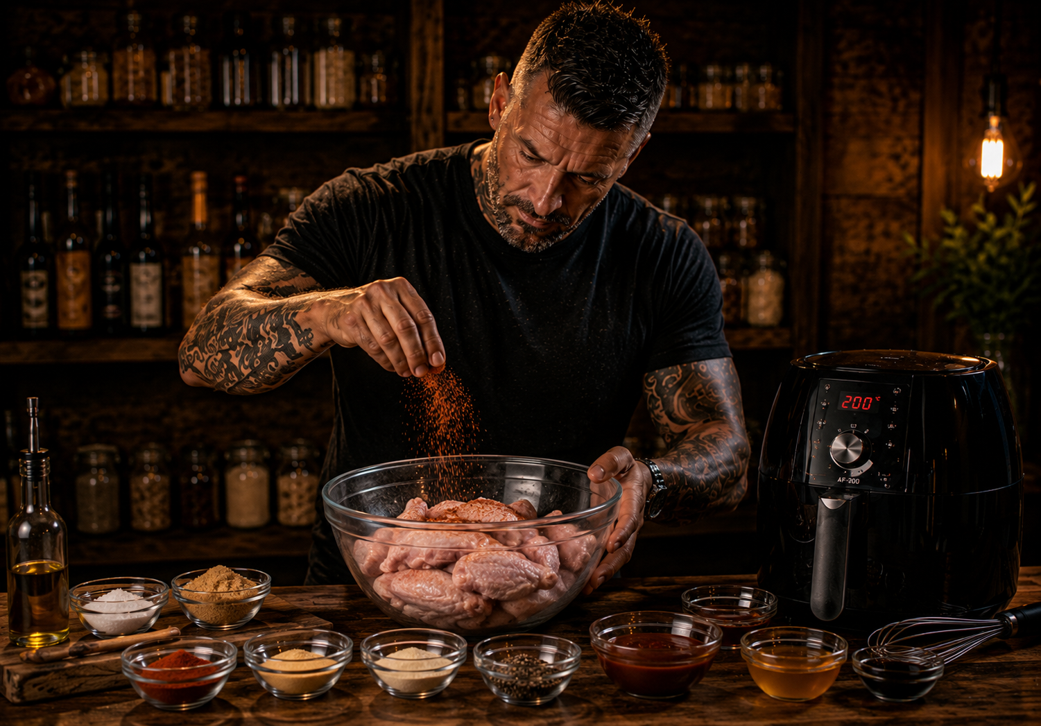 Air-Fryer Pitmaster Chicken Wing Platters preparation stage