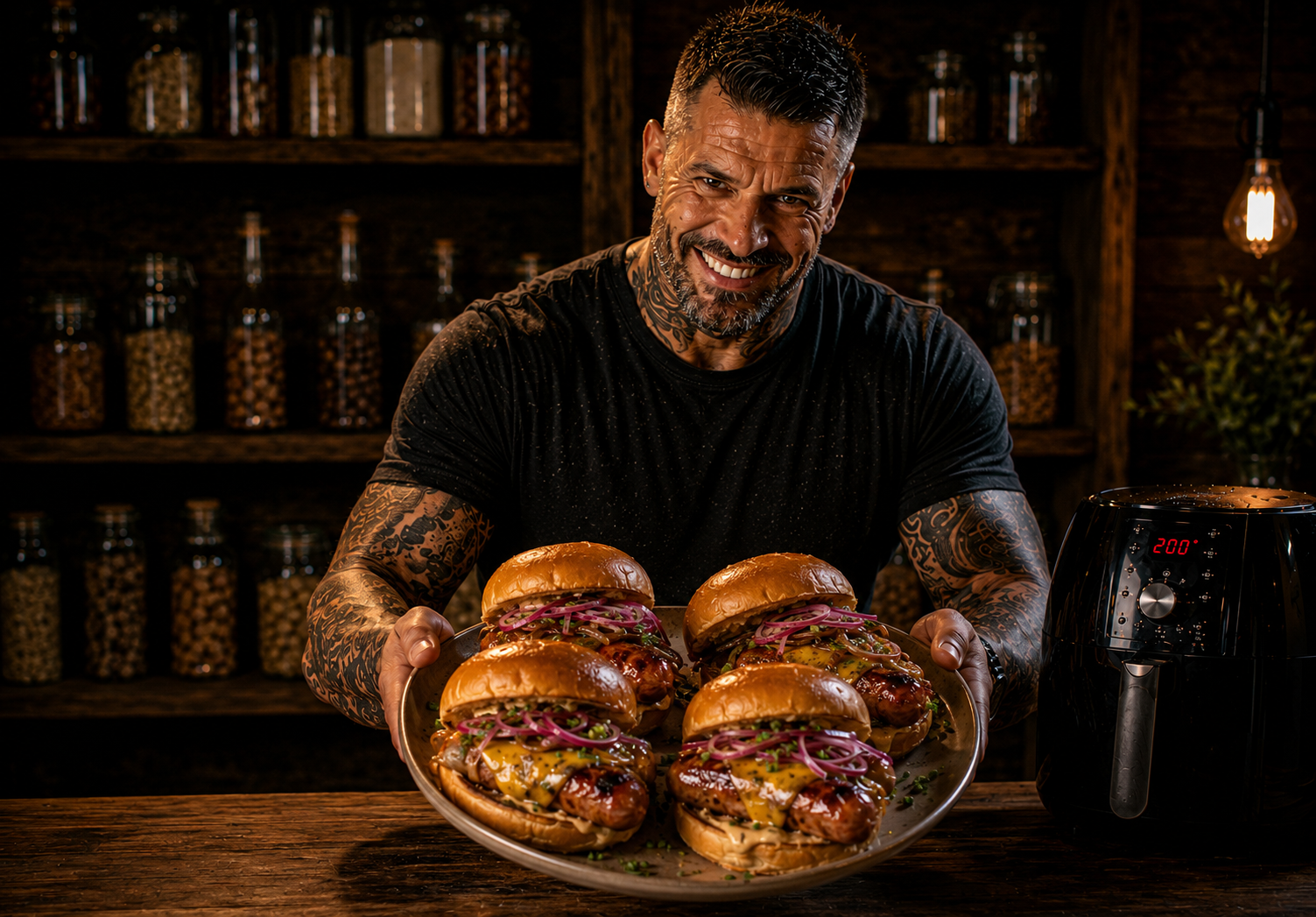 Air Fryer Pitmaster Pickled Onion Sausage Baps