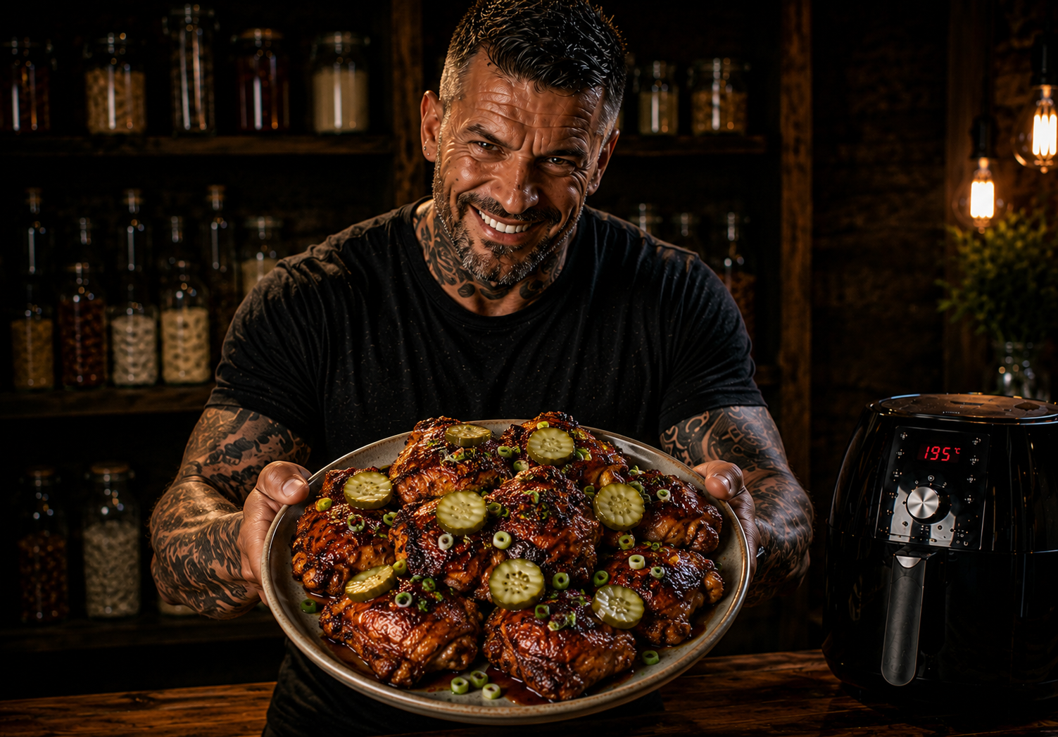 Air Fryer Pitmaster Pickle-brined Chicken Thighs