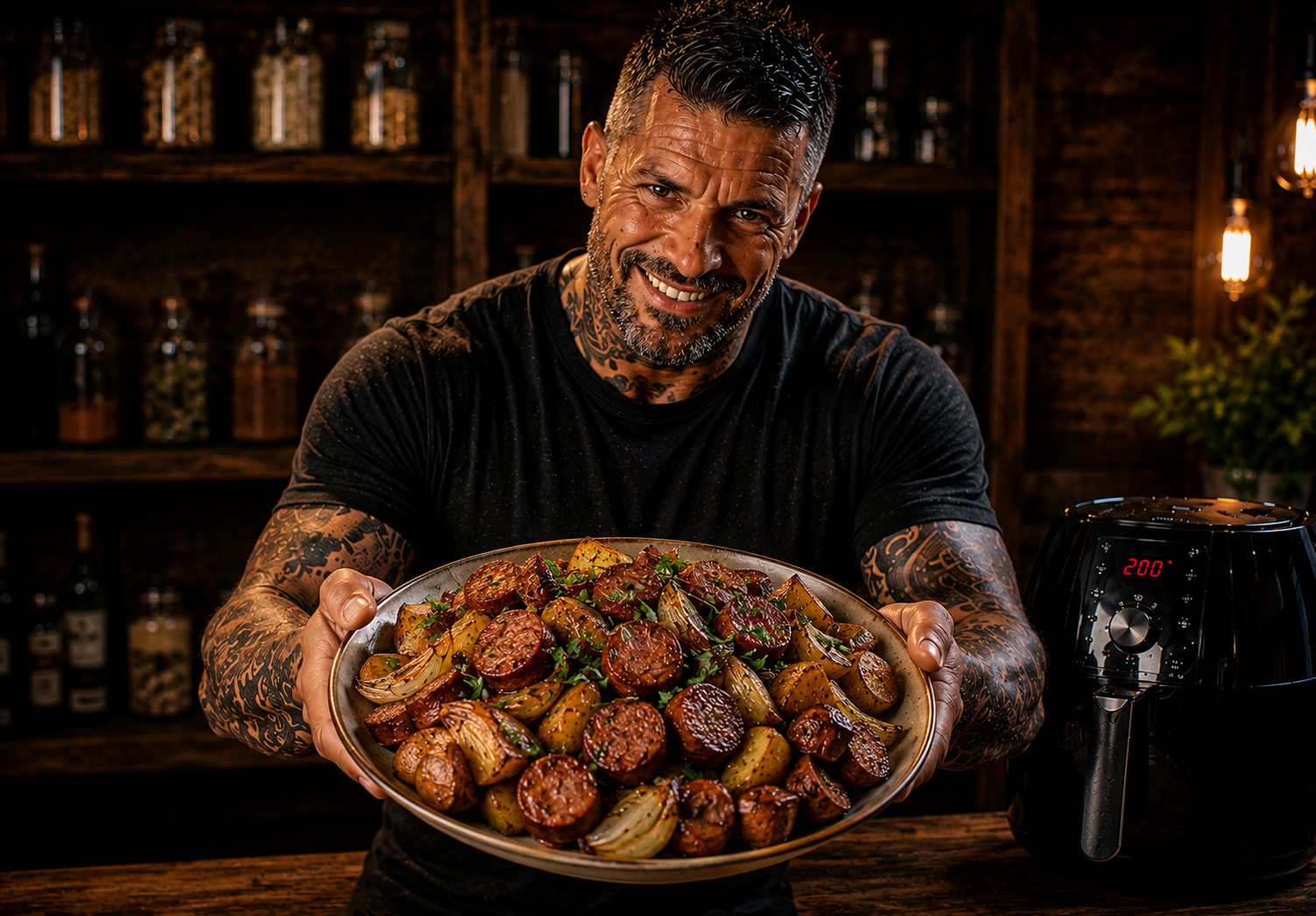 Air-Fryer Polish Kielbasa Potato & Onion Trays