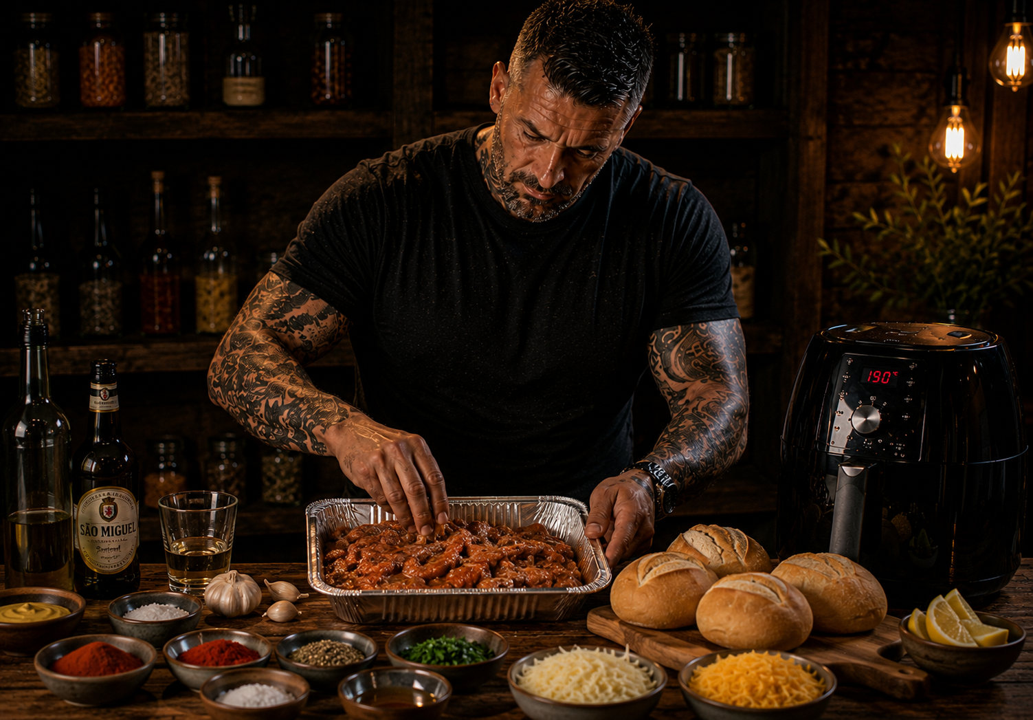 Air-Fryer Portuguese Bifana Pork Roll Melts preparation stage