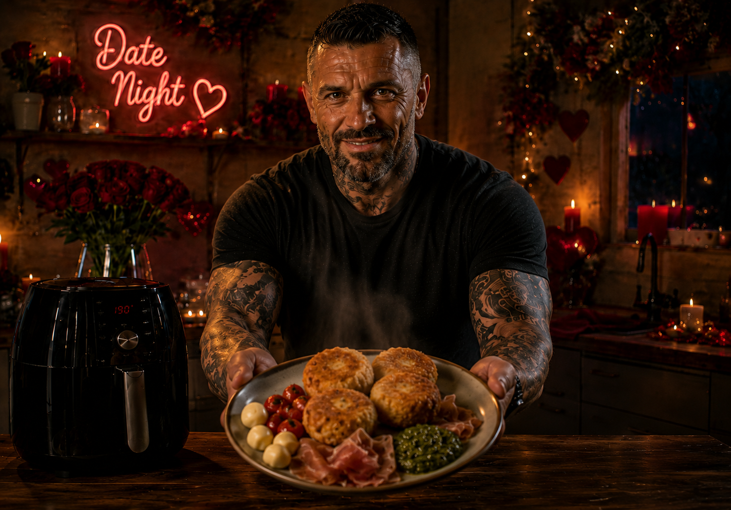 Air-Fryer Parma-Wrapped Chicken with Pesto Risotto Cakes