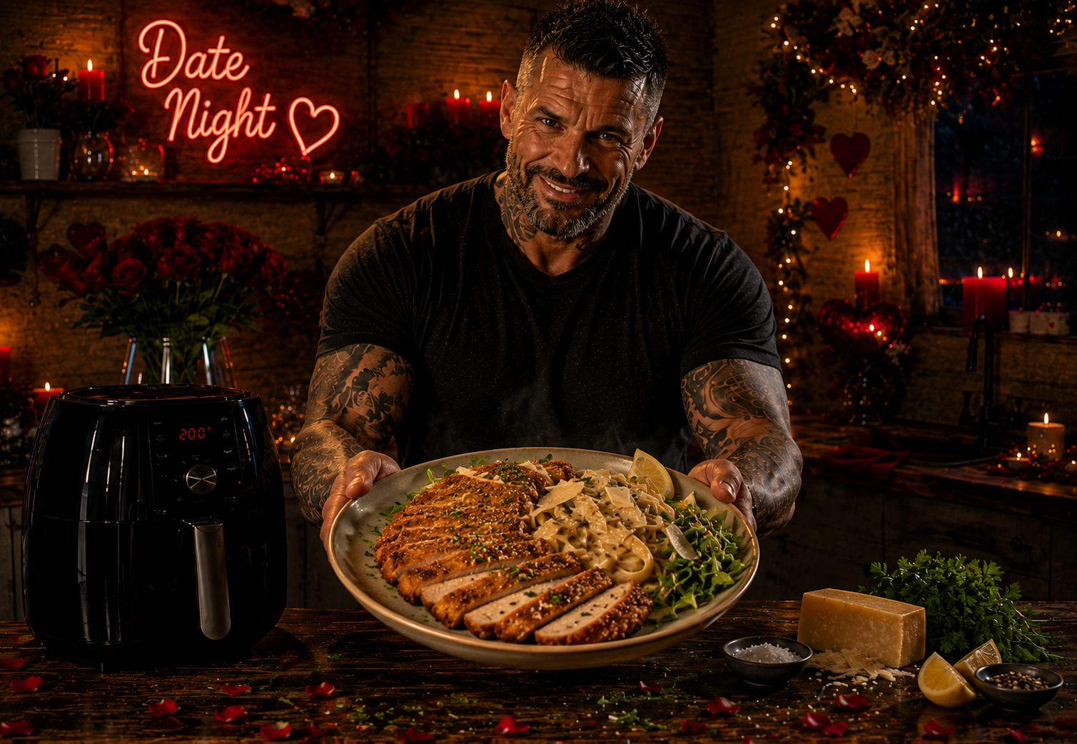 Air-Fryer Parmesan-Crusted Pork Milanese with Truffle Tagliatelle