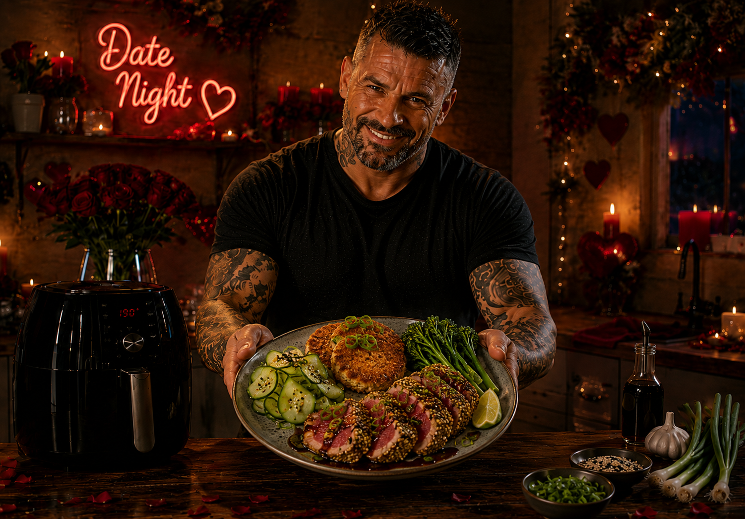 Air-Fryer Pistachio-Crusted Tuna Loin with Wasabi Potato Cakes