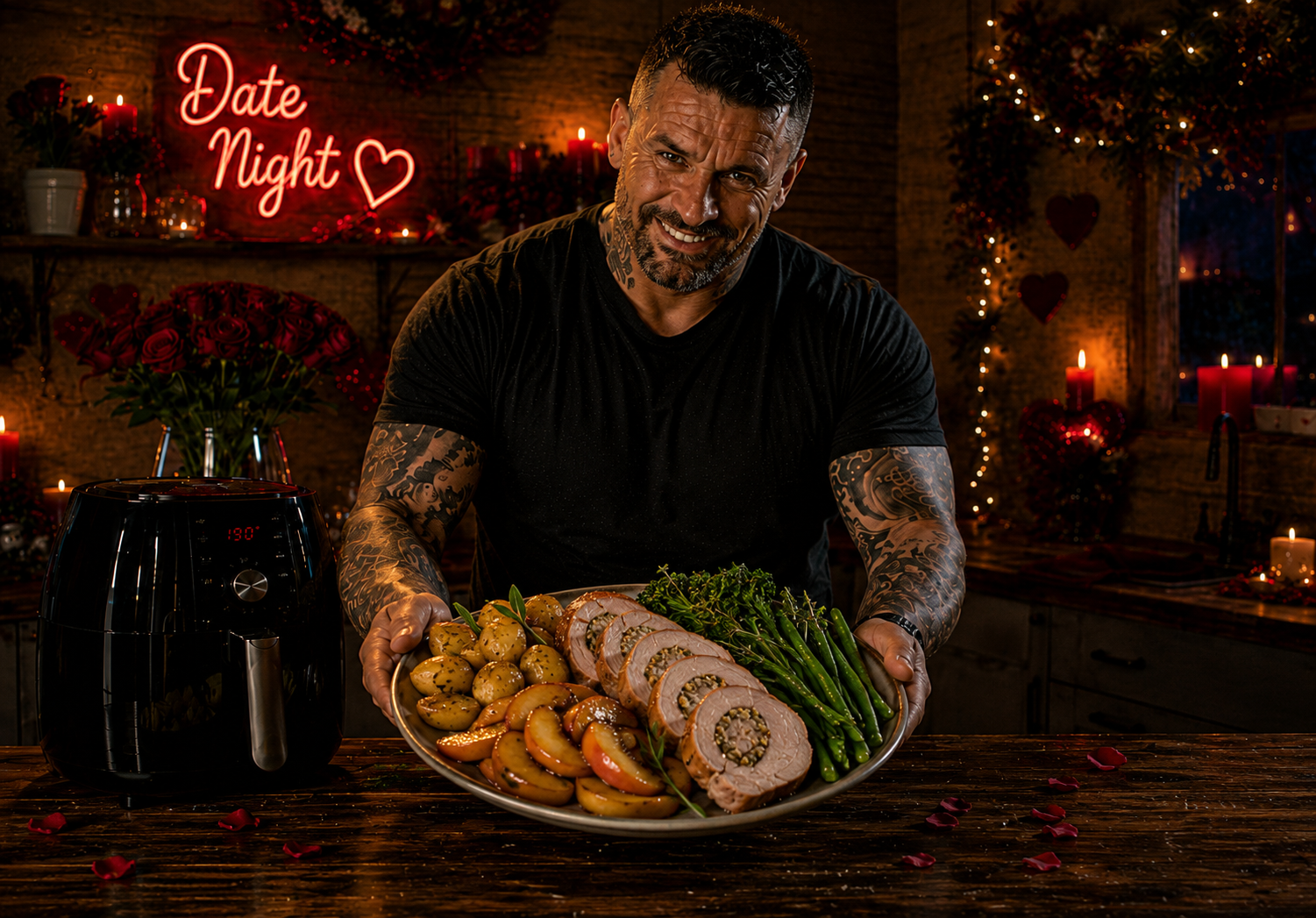 Air-Fryer Porchetta-Stuffed Pork Tenderloin with Marsala Apples