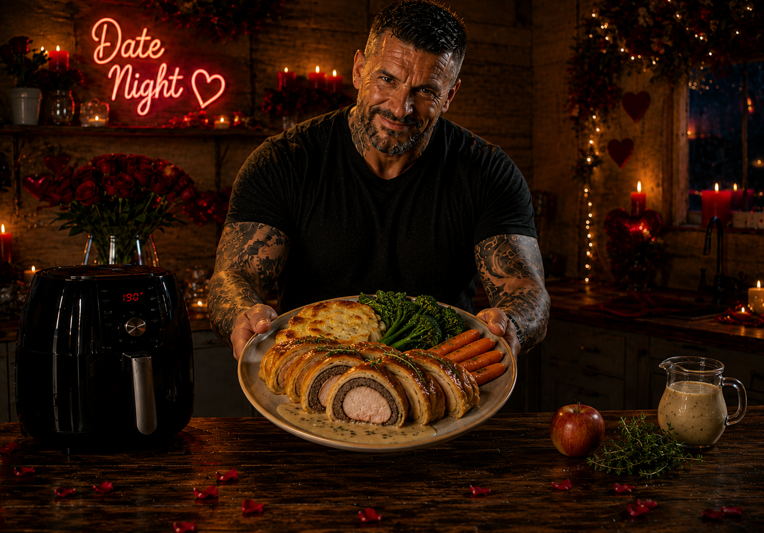 Air-Fryer Pork Wellington with Black Pudding & Cider Cream