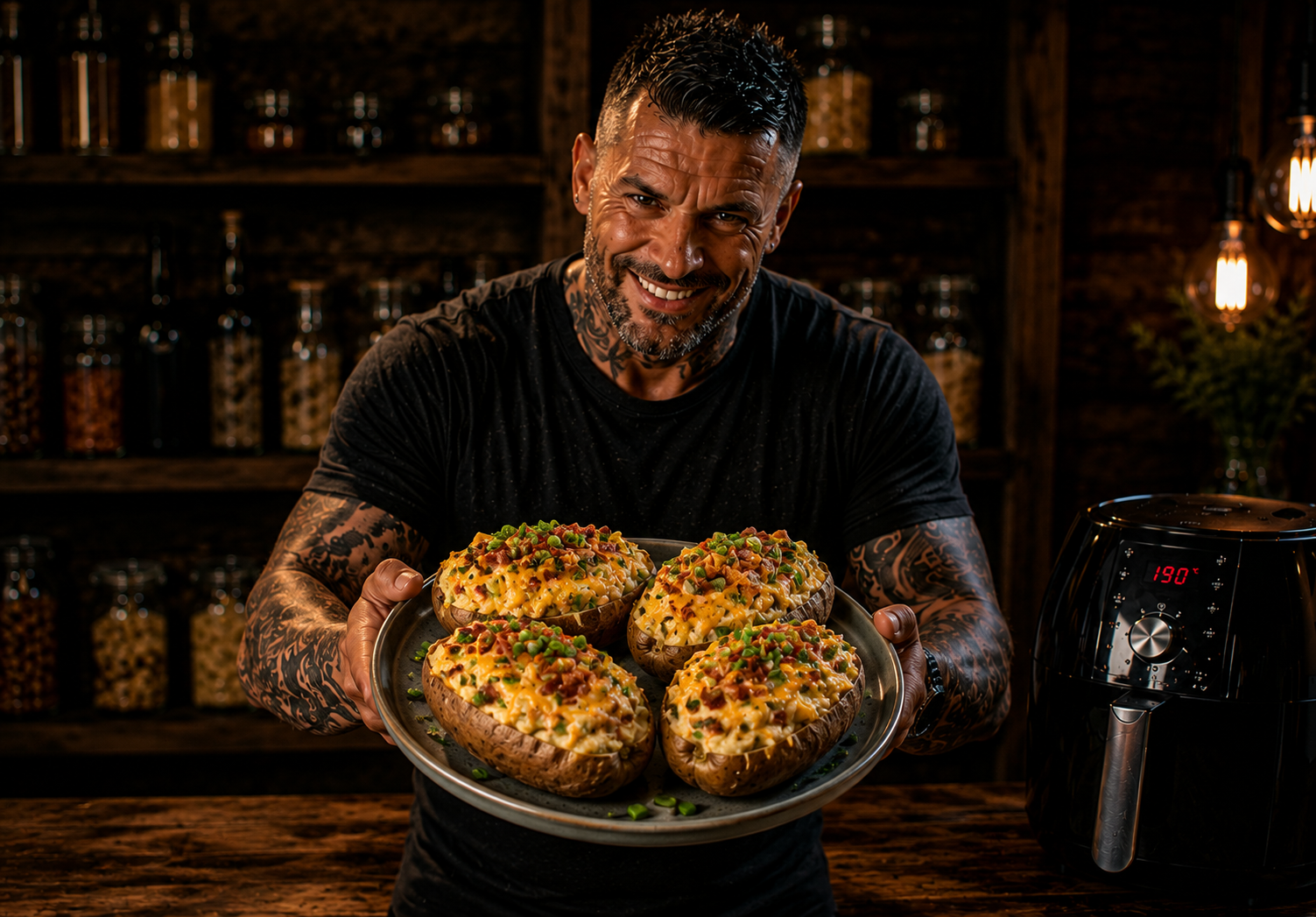 Air-Fryer Ranch Chicken Stuffed Potato Boats