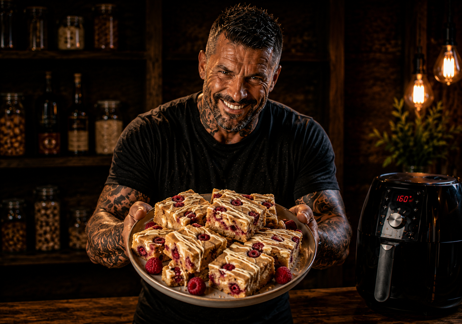 Air-Fryer Raspberry White Chocolate Blondies