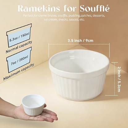 Oven-safe porcelain ramekins for air fryer desserts and pots