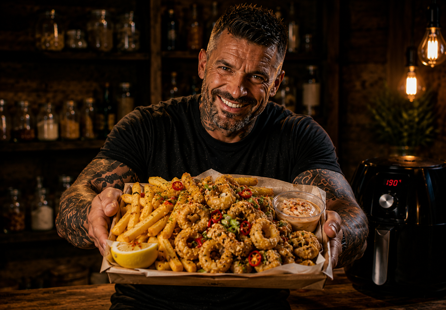 Air-Fryer Salt & Pepper Squid Fakeaway Boxes
