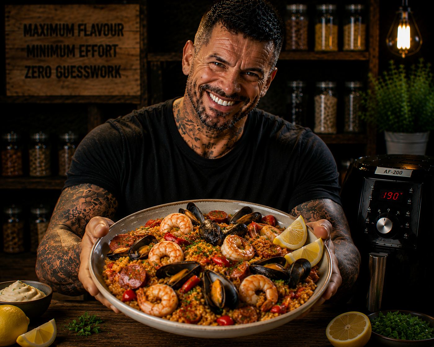 Air-Fryer Seafood Paella Trays
