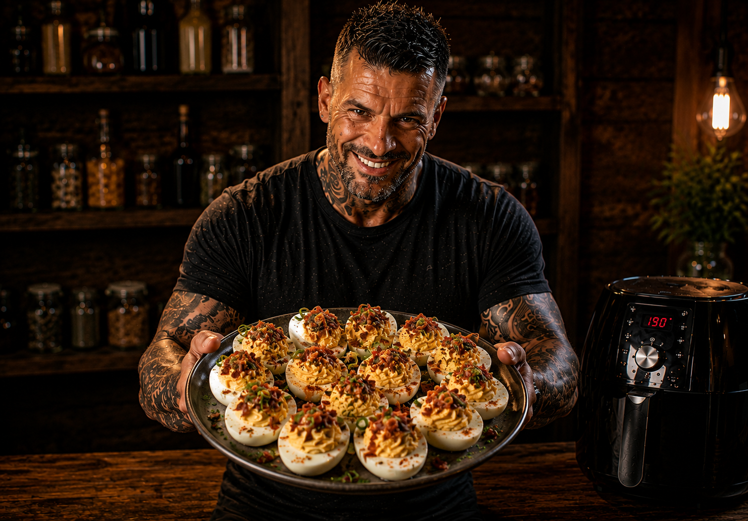 Air Fryer Smoked Paprika Devilled Egg Pots