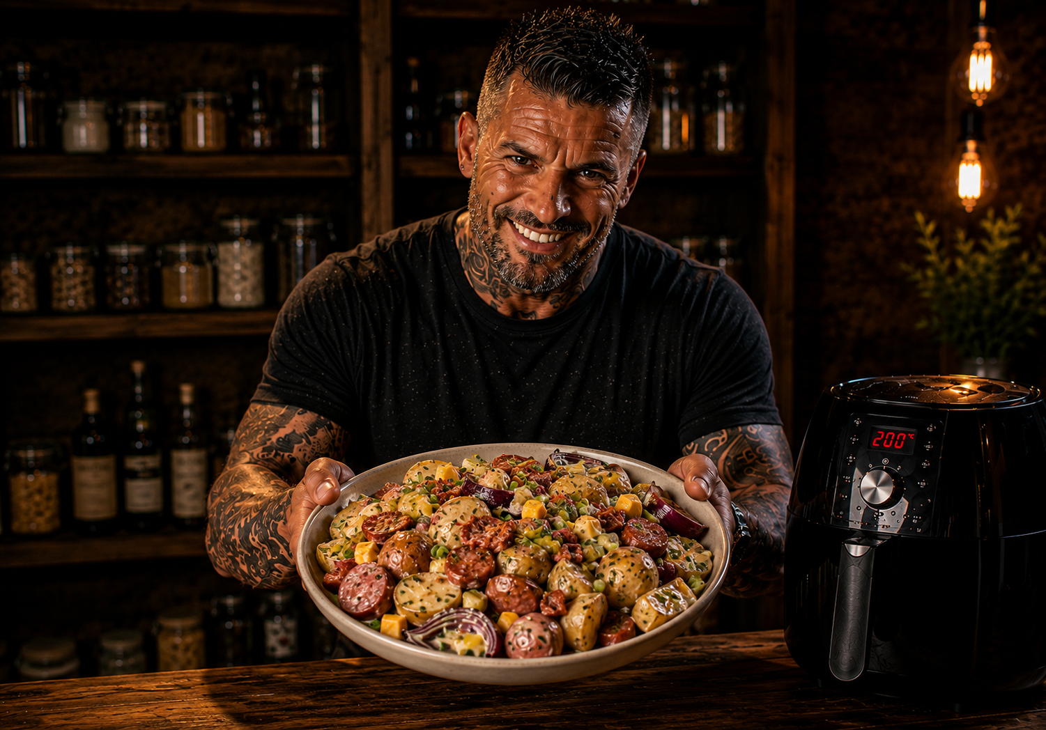 Air Fryer Smoked Sausage Potato Salad Trays