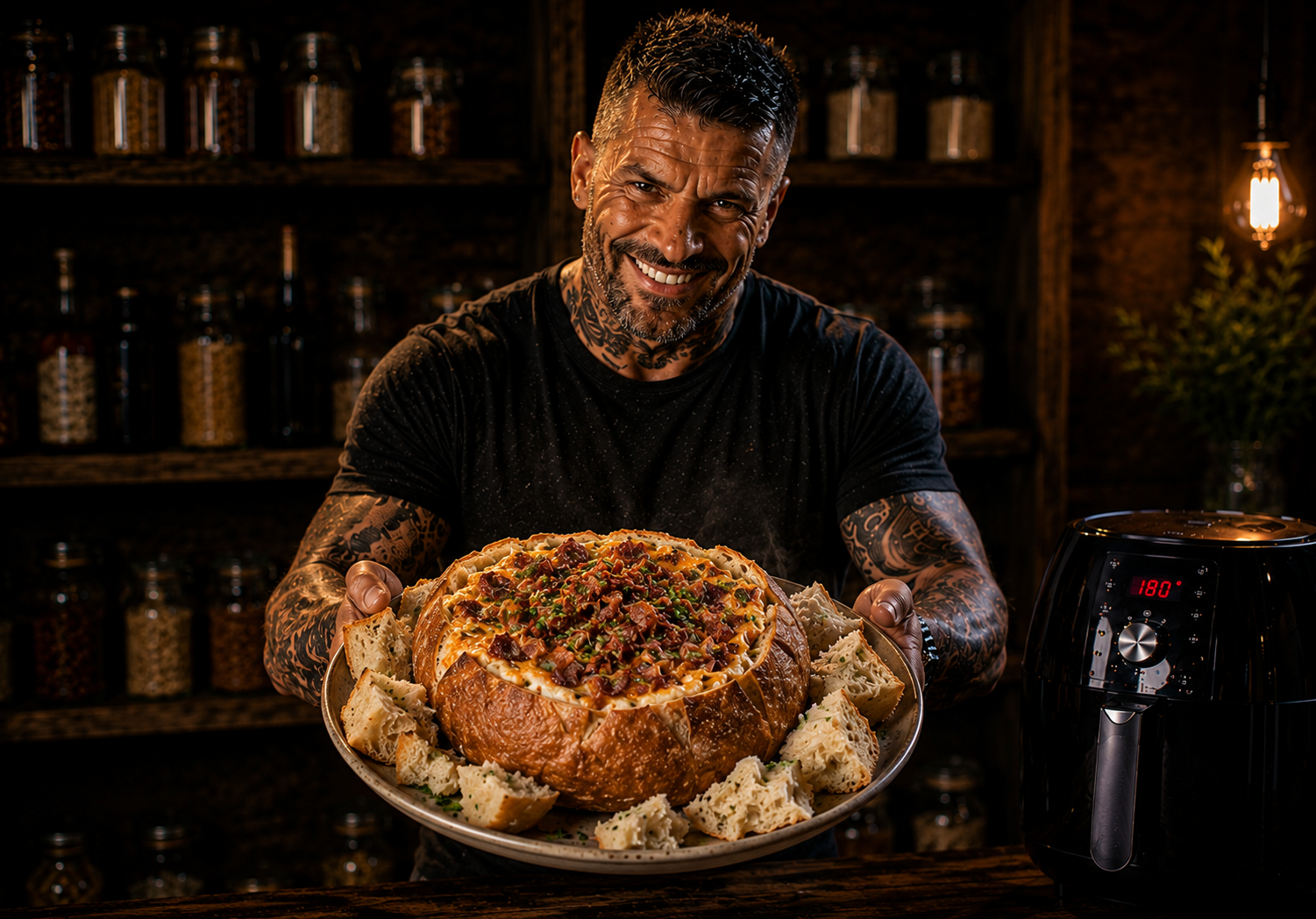 Air Fryer Smokehouse Burnt Onion Dip Bread Bowl