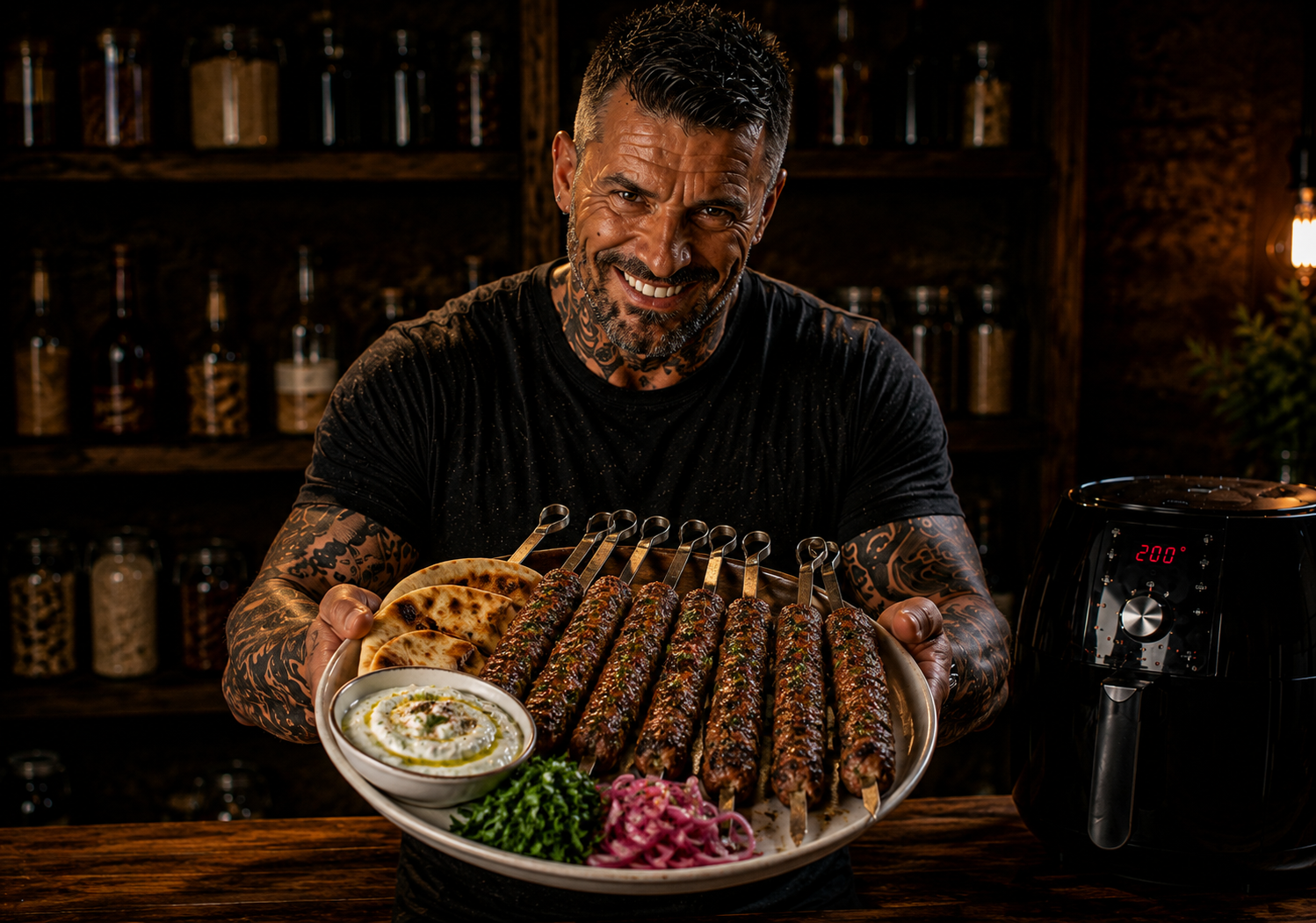 Air-Fryer Smokehouse Lamb Kofta Skewers