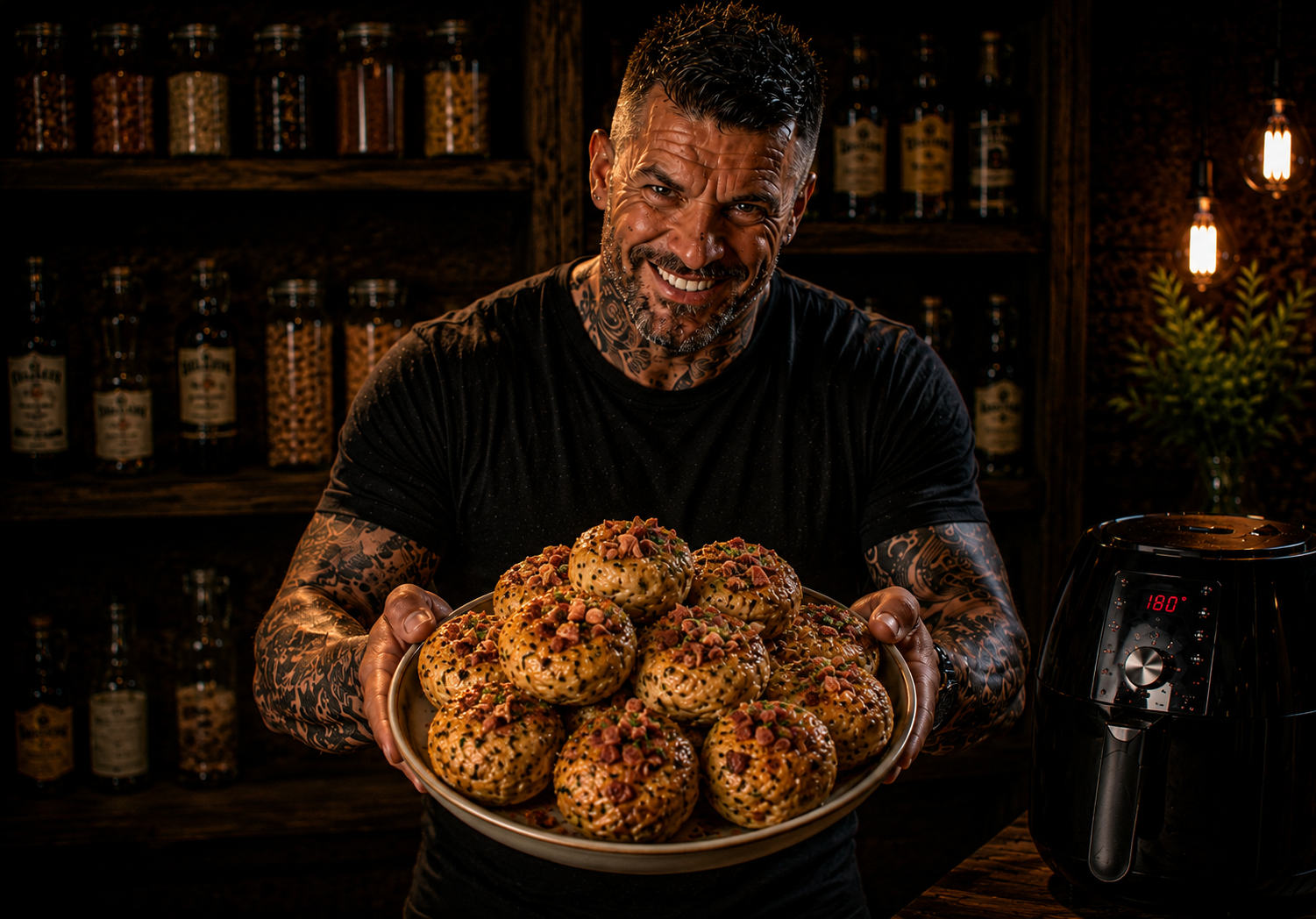 Air Fryer Smoky Cheddar Jalapeño Biscuit Bites