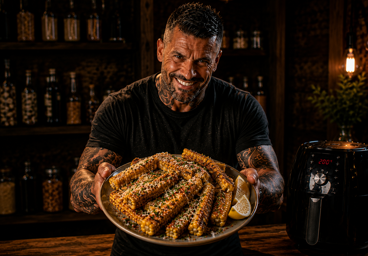Air Fryer Smoky Garlic Parmesan Corn Ribs