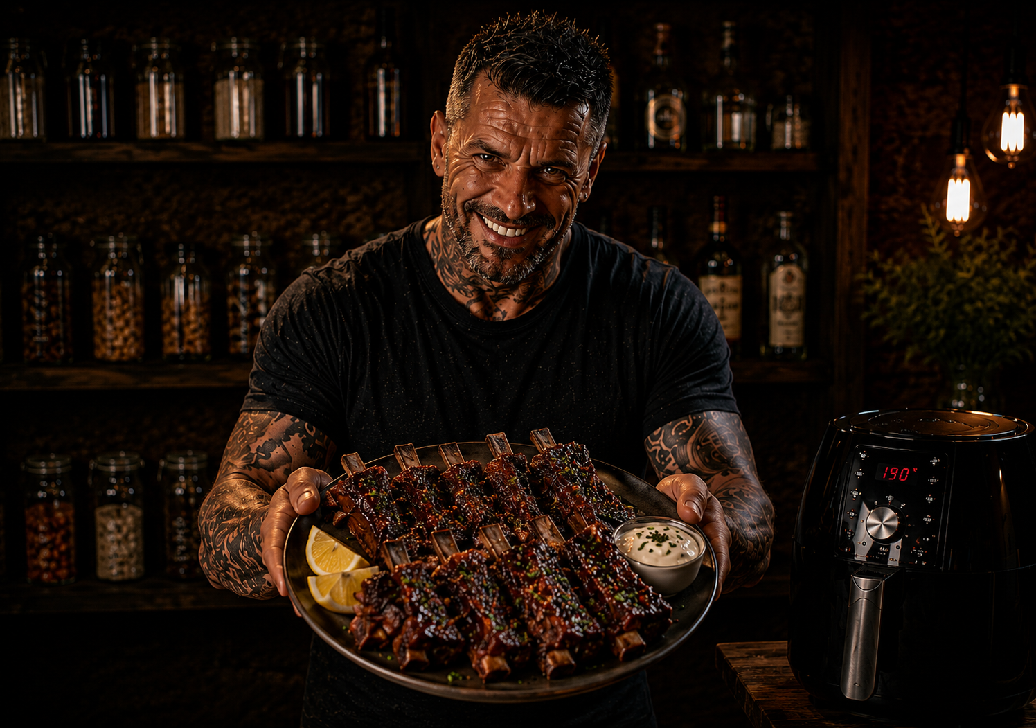 Air Fryer Smoky Honey Garlic Lamb Ribs