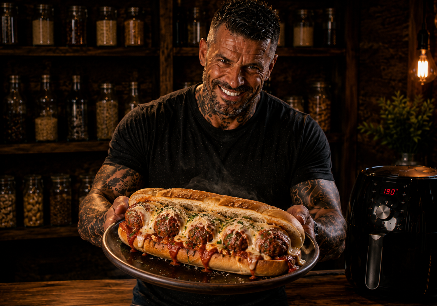 Air-Fryer Smoky Paprika Beef Meatball Subs