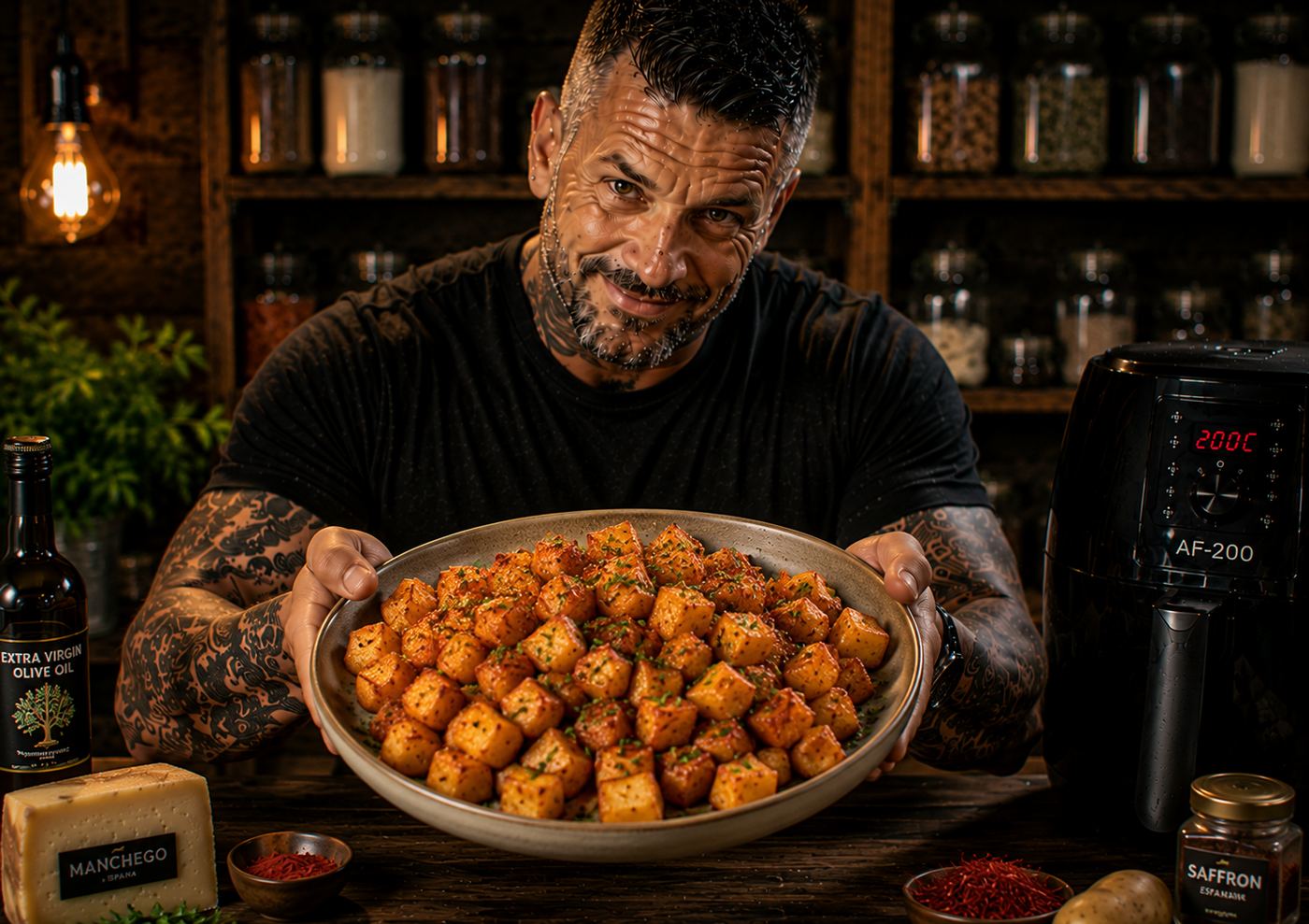 Air-Fryer Smoky Saffron Potato Cubes