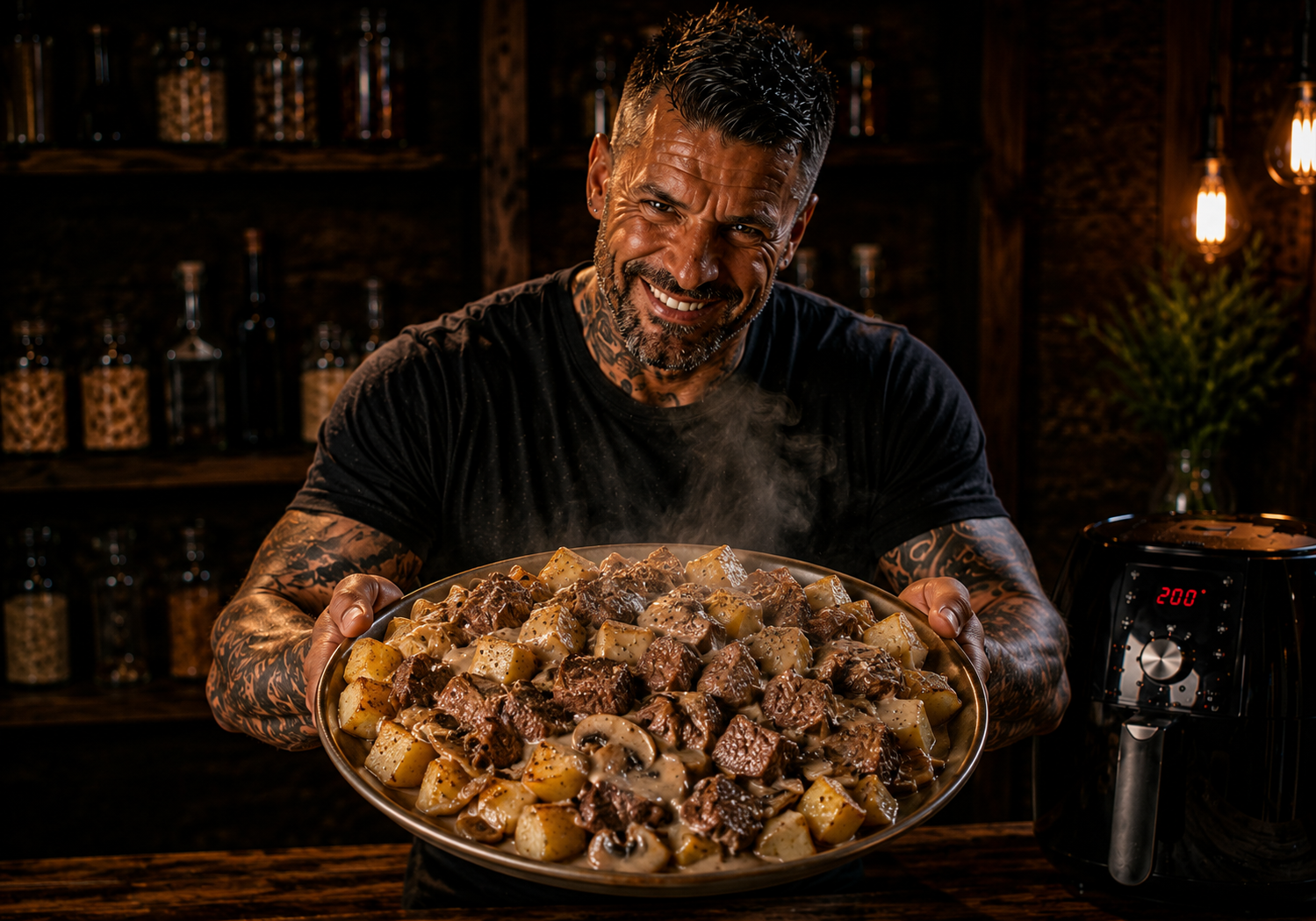 Air-Fryer Steak Diane Potato Trays