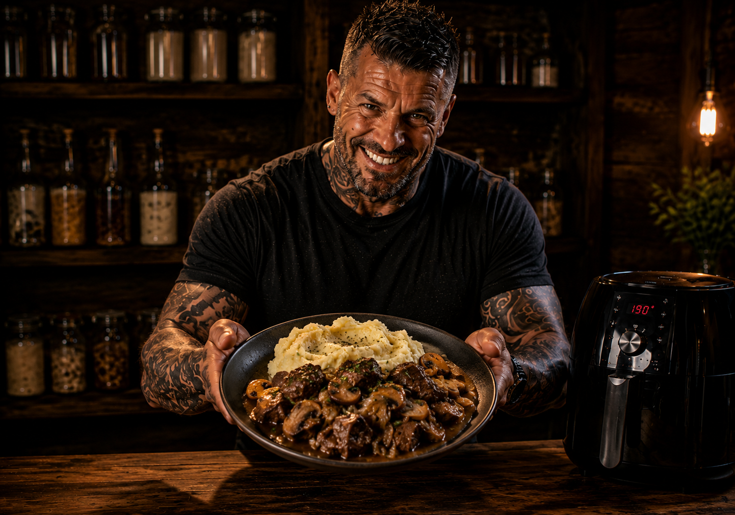 Air-Fryer Steak & Mushroom Pub Gravy Pots